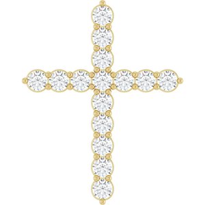 14K Yellow 3/4 CTW Natural Diamond Cross Pendant