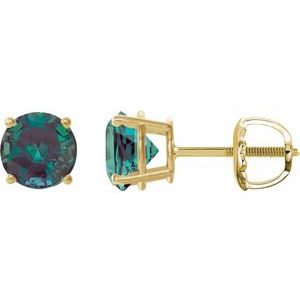 14K Yellow 8 mm Lab-Grown Alexandrite Stud Earrings