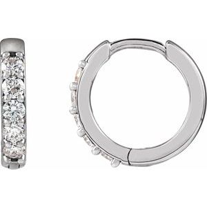 Platinum .08 CTW Natural Diamond Hinged 10 mm Hoop Earrings