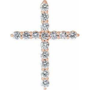 14K rose gold cross pendant featuring 1/2 carat total weight of sparkling lab-grown diamonds in a graceful, symbolic design