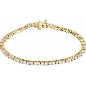 14K yellow gold bracelet featuring 3 carats total weight of lab-grown diamonds in a sleek, continuous line design