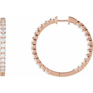 14K Rose 4 CTW Lab-Grown Diamond Inside-Outside Hinged 36 mm Hoop Earrings