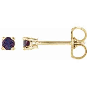 14K Yellow 2.5 mm Lab-Grown Alexandrite Stud Earrings