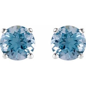 Platinum 8 mm Lab-Grown Aqua Sapphire Stud Earrings