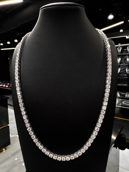 Solid gold lab diamond tennis chain with 50 pointer stones displayed against a clean background