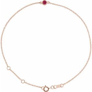 14K Rose Natural Ruby 6 1/2-7 1/2" Bracelet