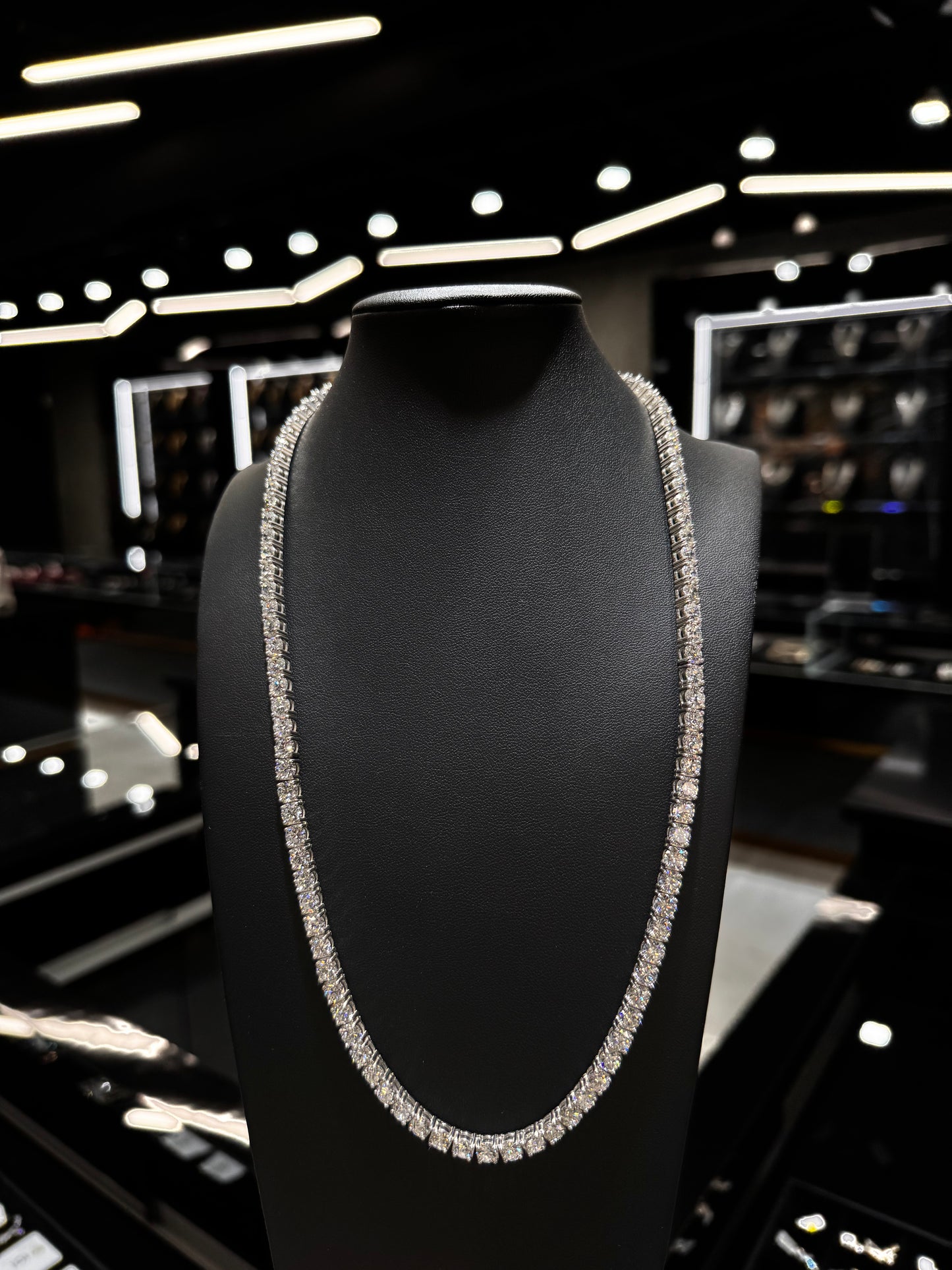 925 silver 50 pointer lab diamond tennis chain with brilliant shine displayed against a clean background