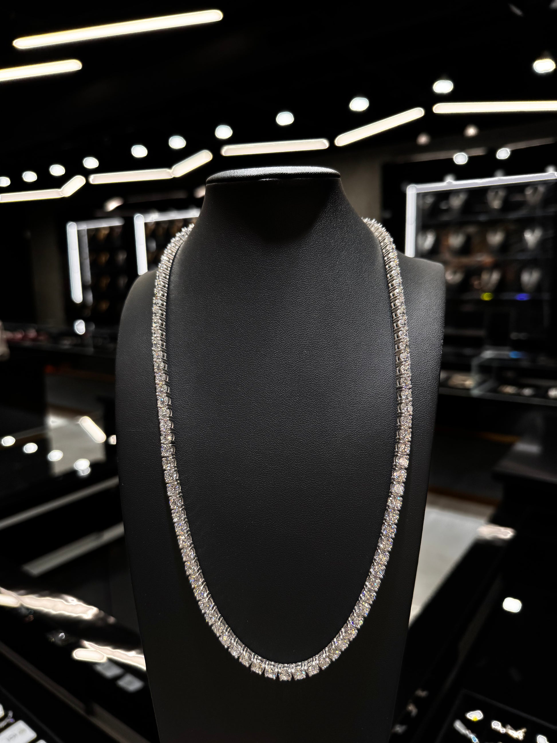925 silver 50 pointer lab diamond tennis chain with brilliant shine displayed against a clean background
