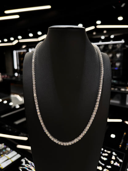 .925 silver 15 pointer lab diamond tennis chain with brilliant shine displayed against a clean background.