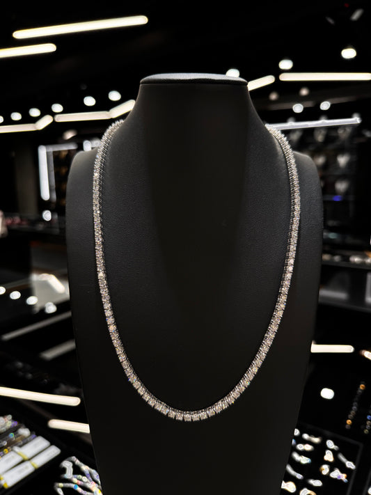 .925 silver 15 pointer lab diamond tennis chain with brilliant shine displayed against a clean background.